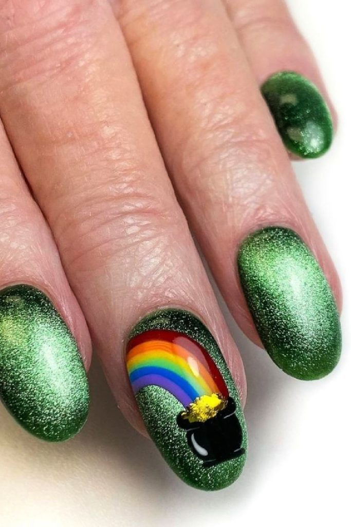 Glittering End of the Rainbow St Patrick's Day Nails