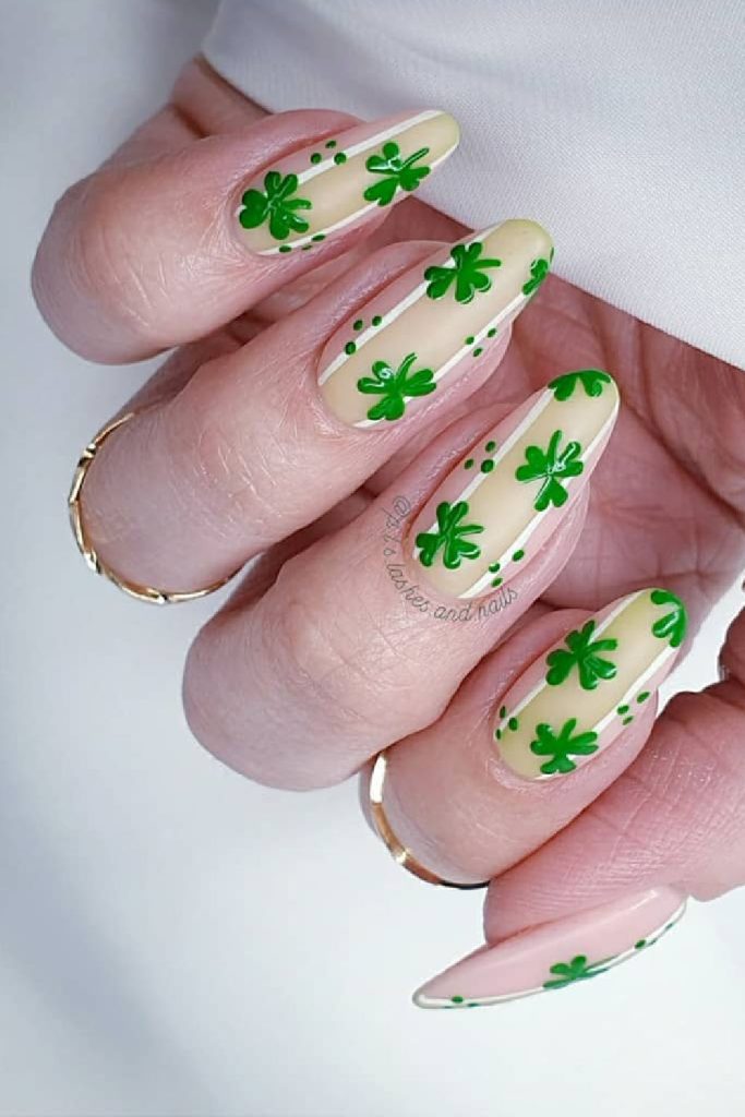 Elegant Clover Lines St Patrick's Day Nails