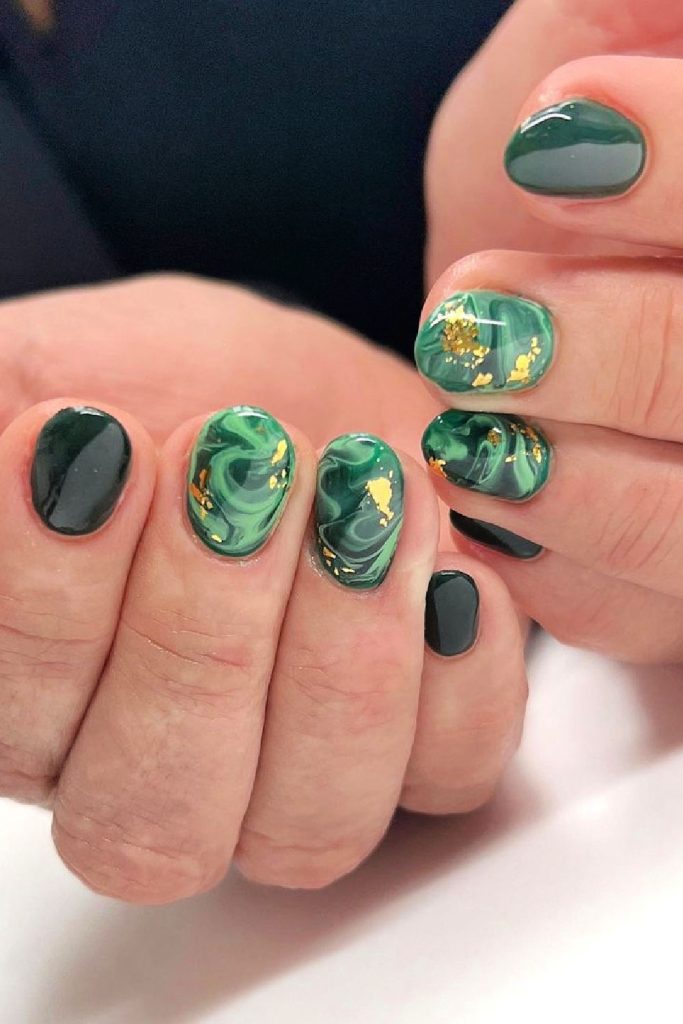 Marbled Emerald St Patrick's Day Nails