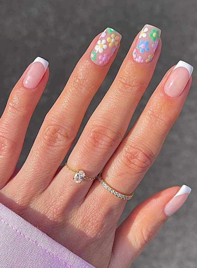 Spring Nails Confetti French Manicure