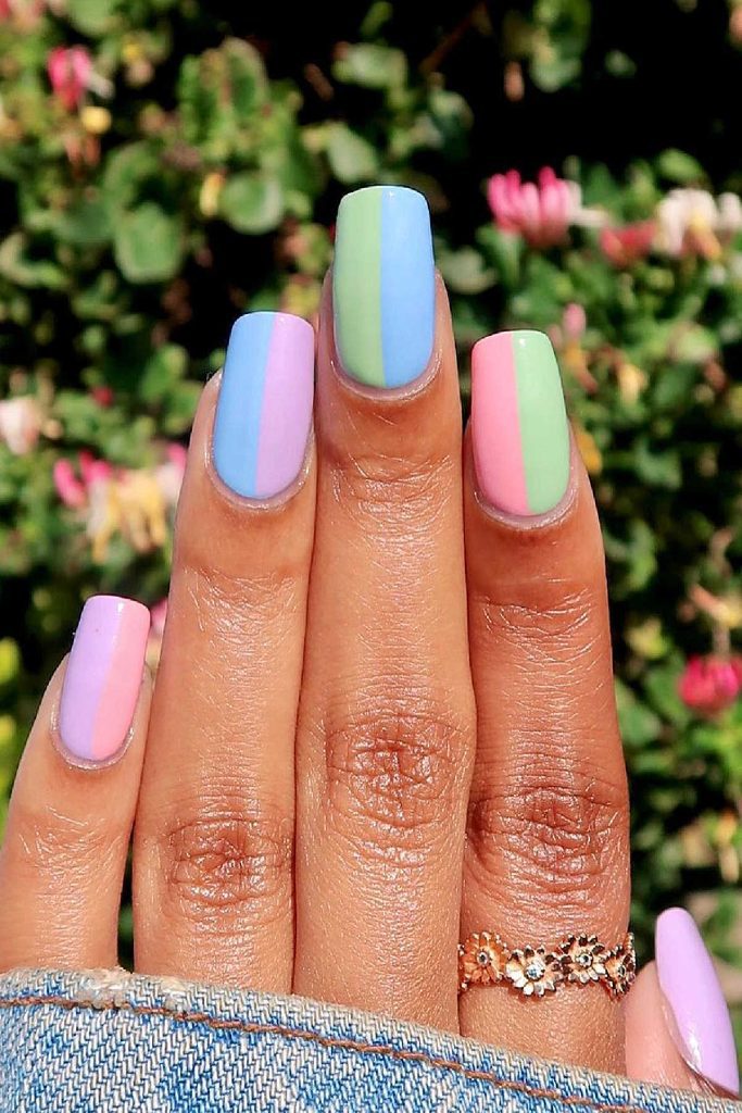 Spring Nails Pastel Color Block