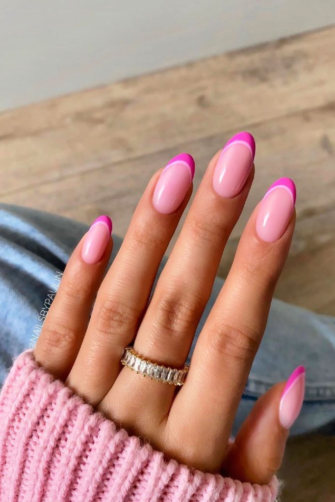 Spring Nails Pink French Tips