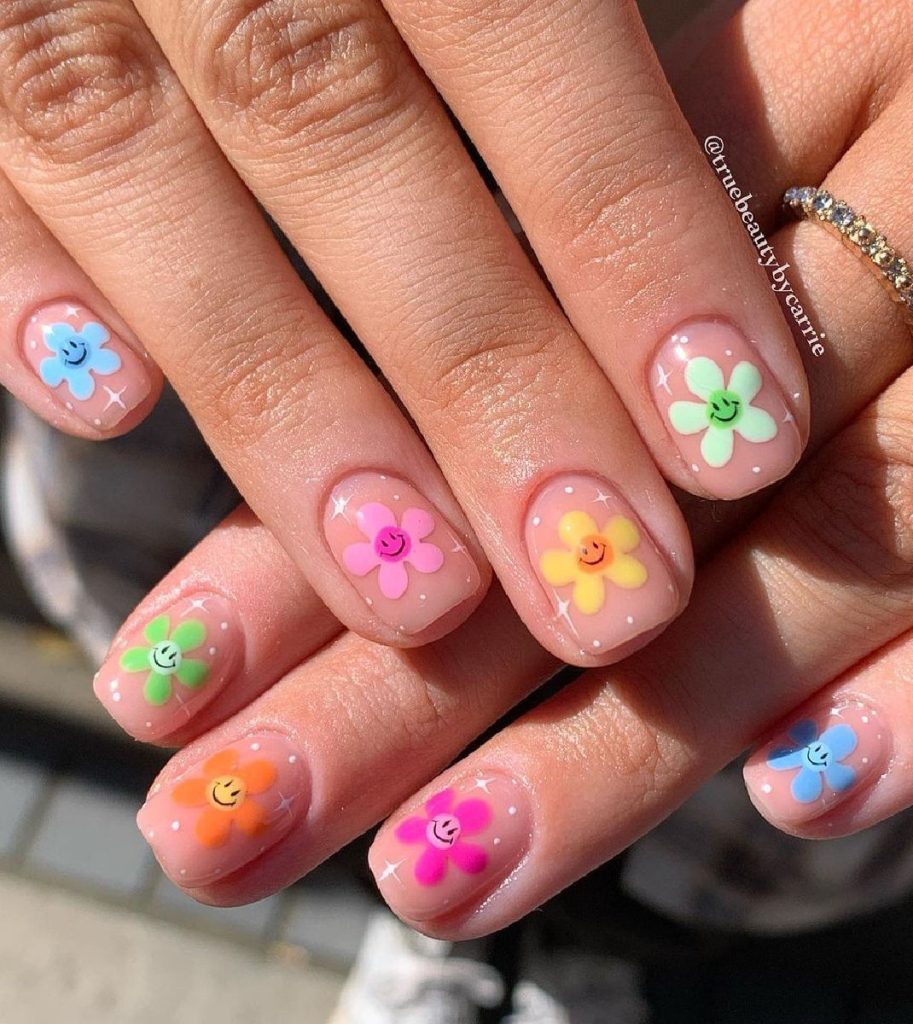 Spring Nails Smiley Spring Blossoms