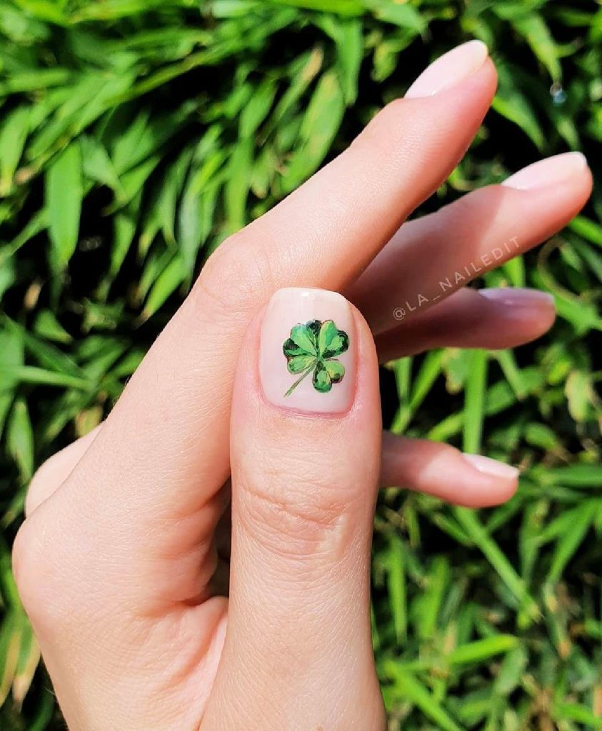 Transparent Natural Charm St Patrick's Day Nails
