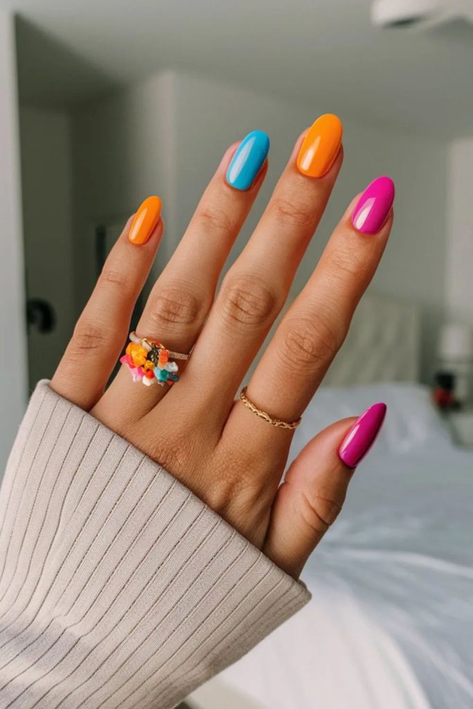 Colorful Skittles Summer Nails