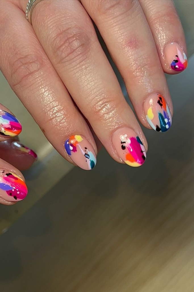 abstract bright summer nail design