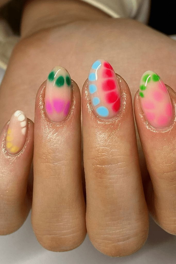 tie dye bright summer nails