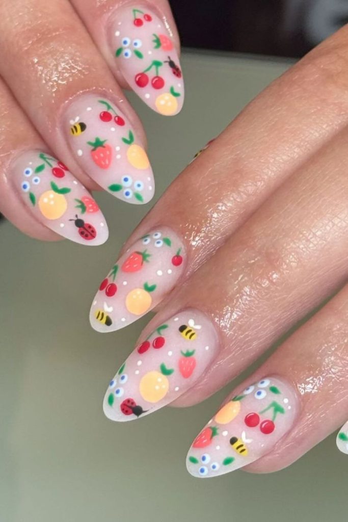 kawaii fruits summer nails
