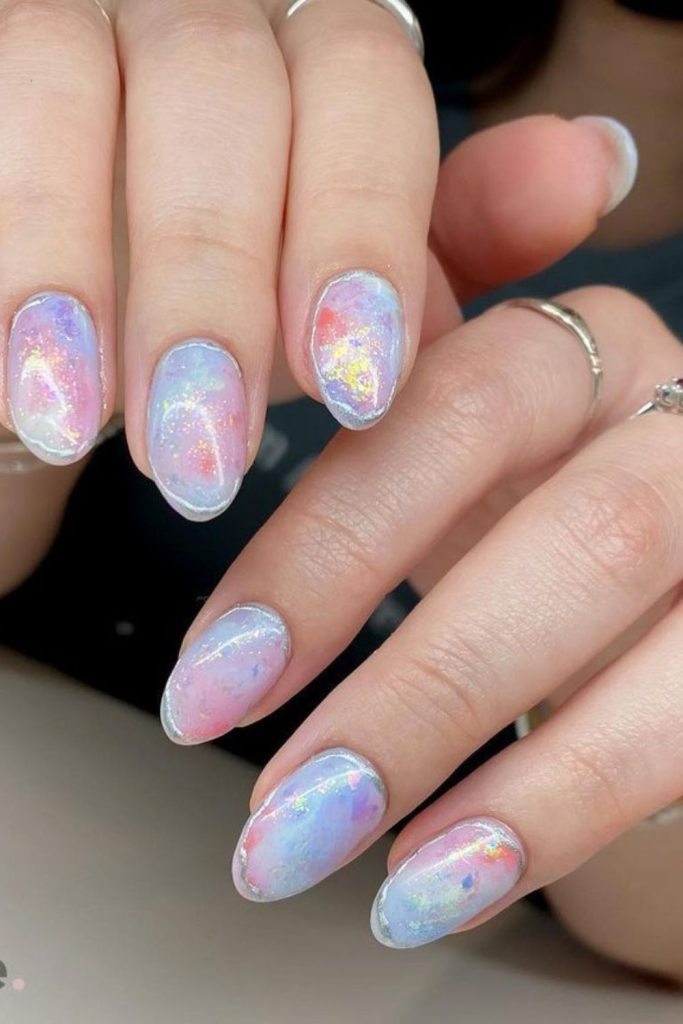 melty pastel mermaid nails