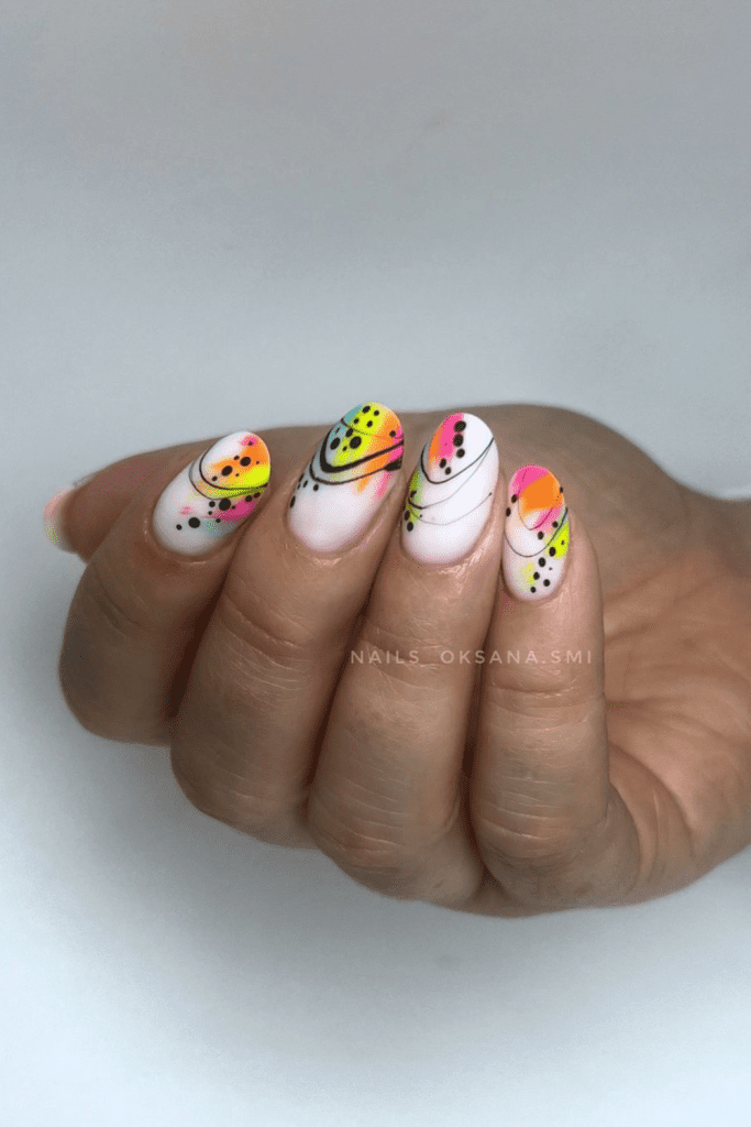 dotted neon splash nail ideas for summer