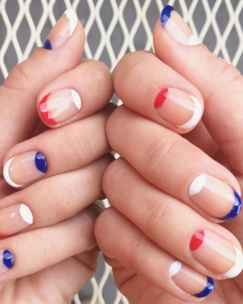 Half Moons And French Tips 4th of July Nail Ideas