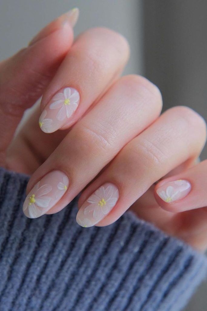 dainty daisies nails for the summer