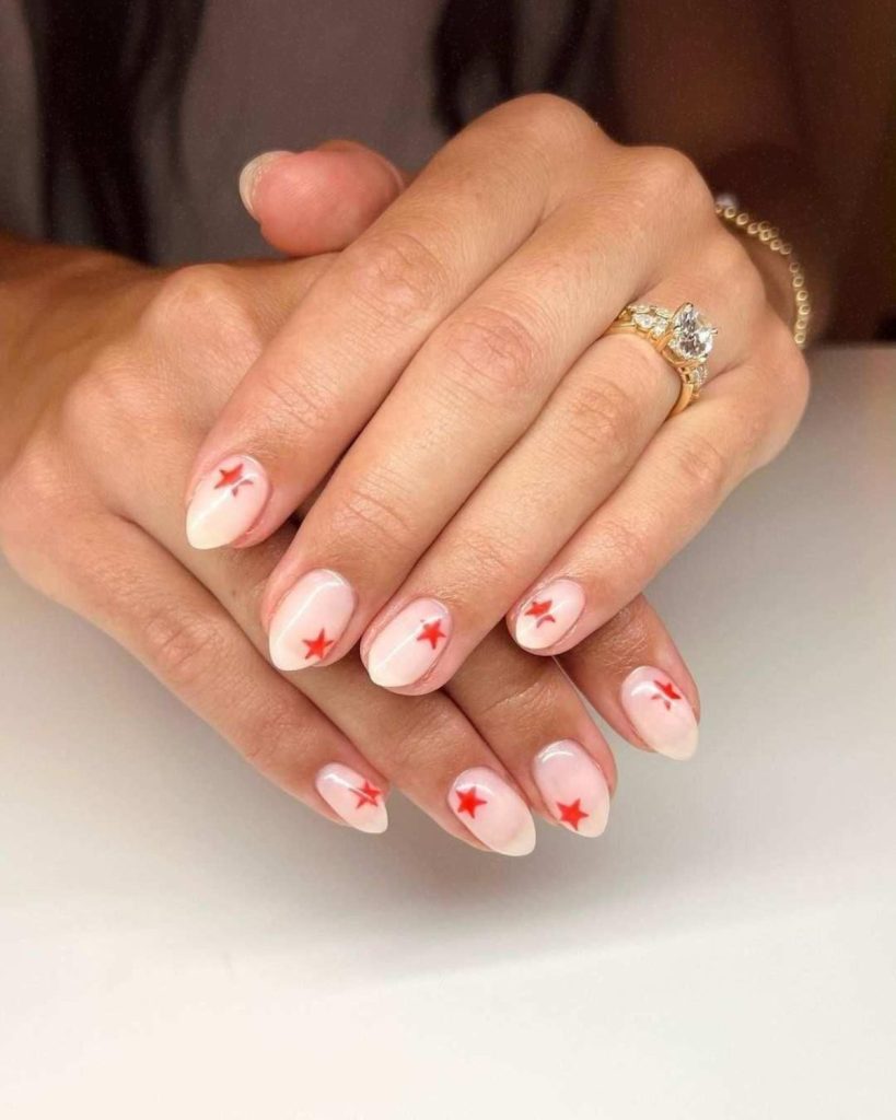 red stars minimal nails for 4th of July