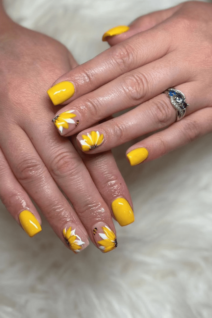 sunflower summer nails designs