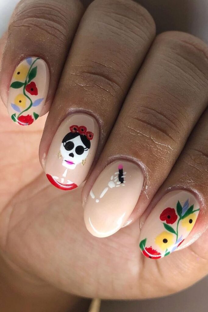 Simple Floral With Lady Sugar Skull