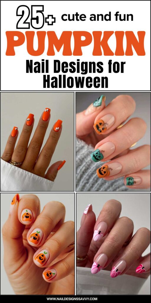 25+ cute and fun pumpkin nail designs for Halloween