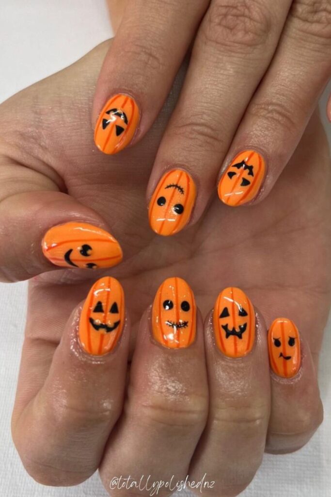 Carved Pumpkins nails idea