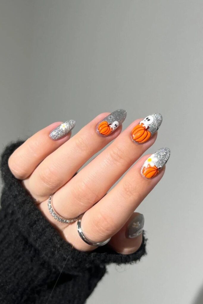 Cateye Pumpkin Nails