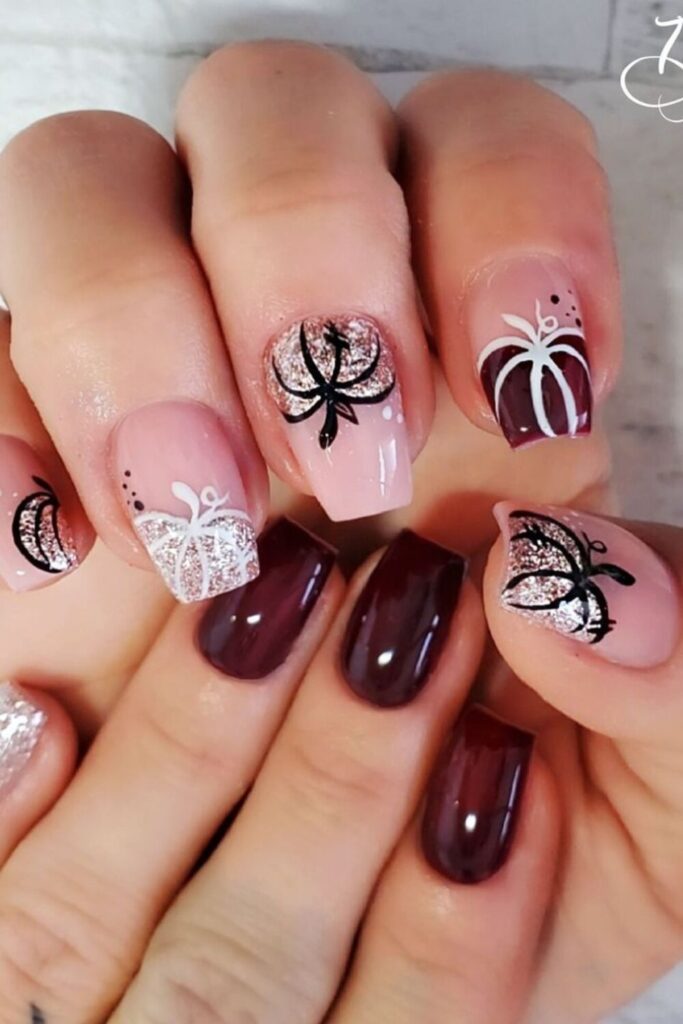 Glam Pink Pumpkin Nails idea