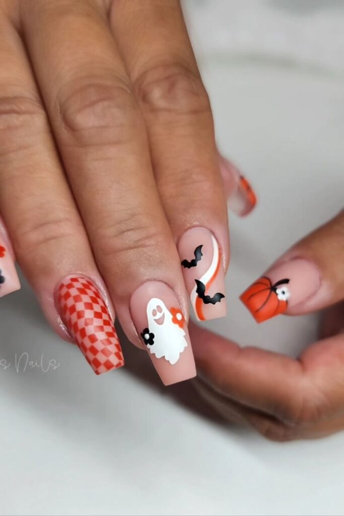 Halloween Splash Pumpkin Nails