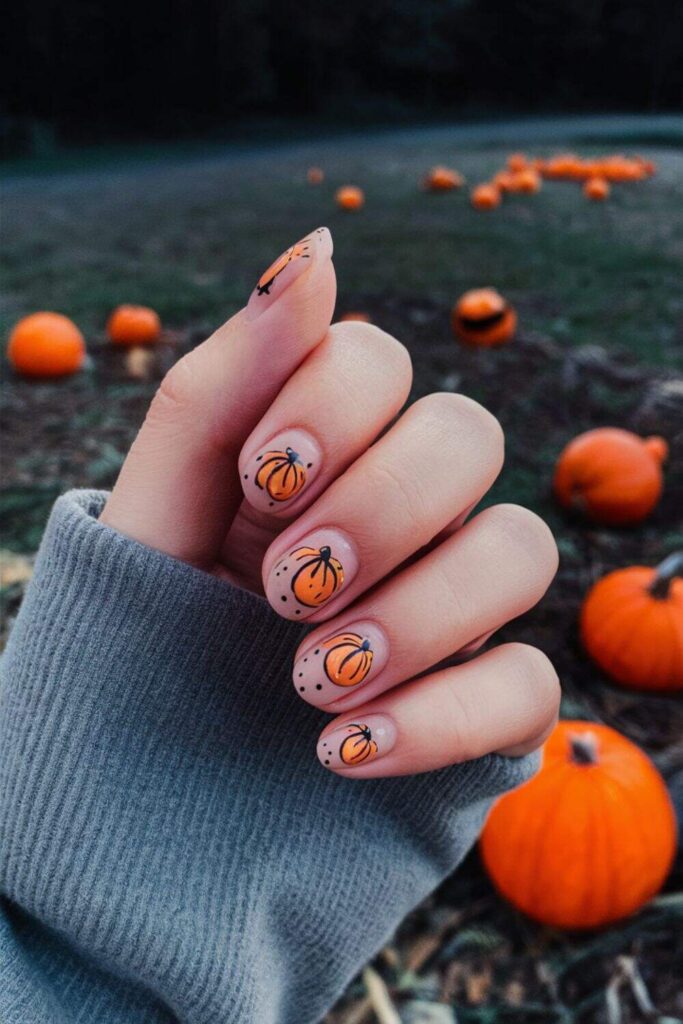 Outlined Pumpkins and Dots