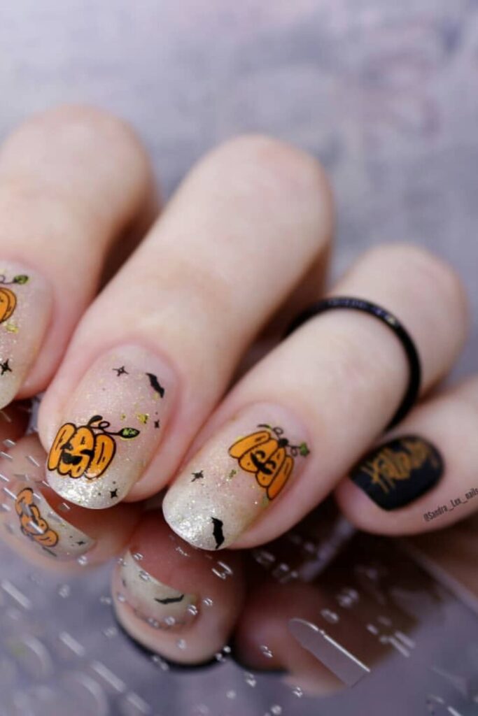 Stamped Pumpkin Nails
