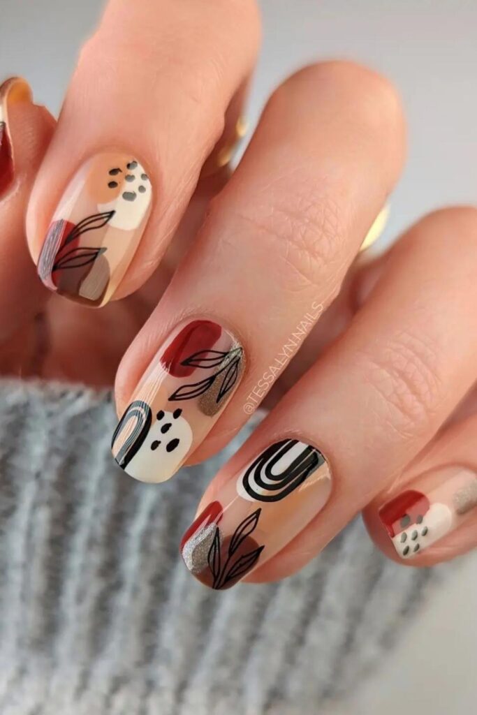 Abstract November Thanksgiving Nails