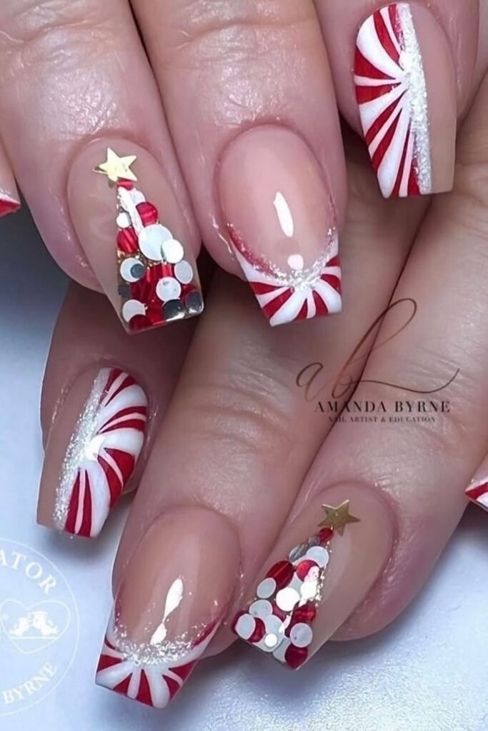 Candy cane madness nail design