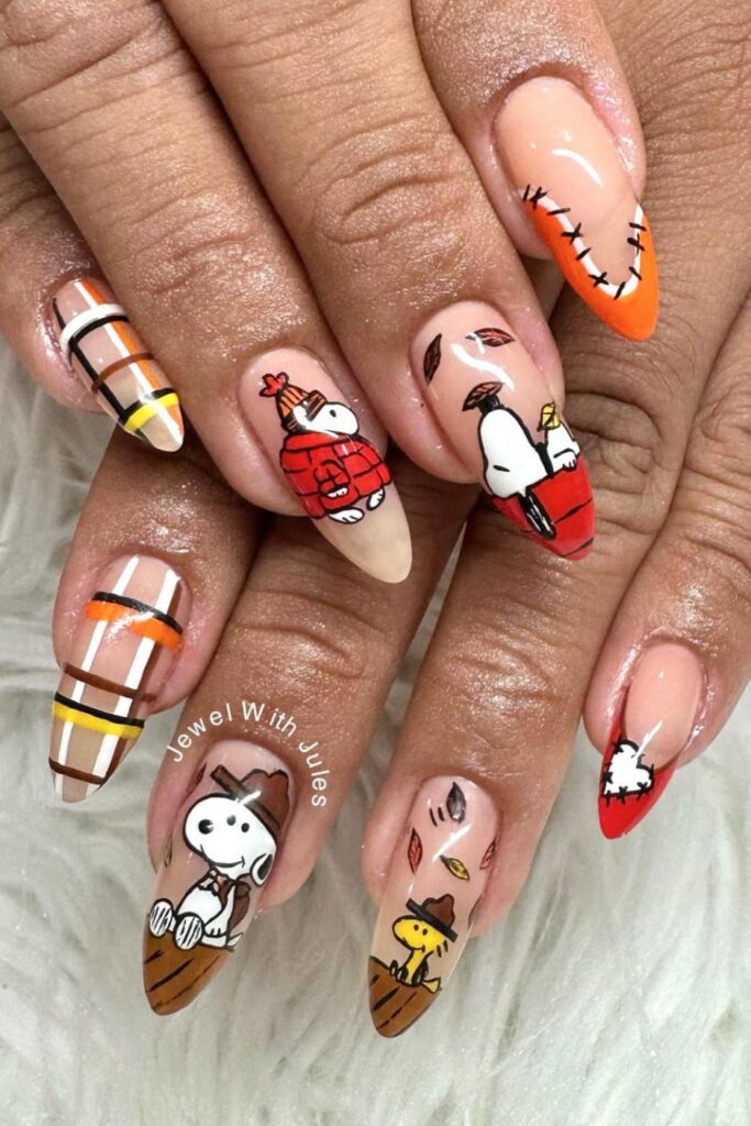 Charlie Brown Thanksgiving Nails