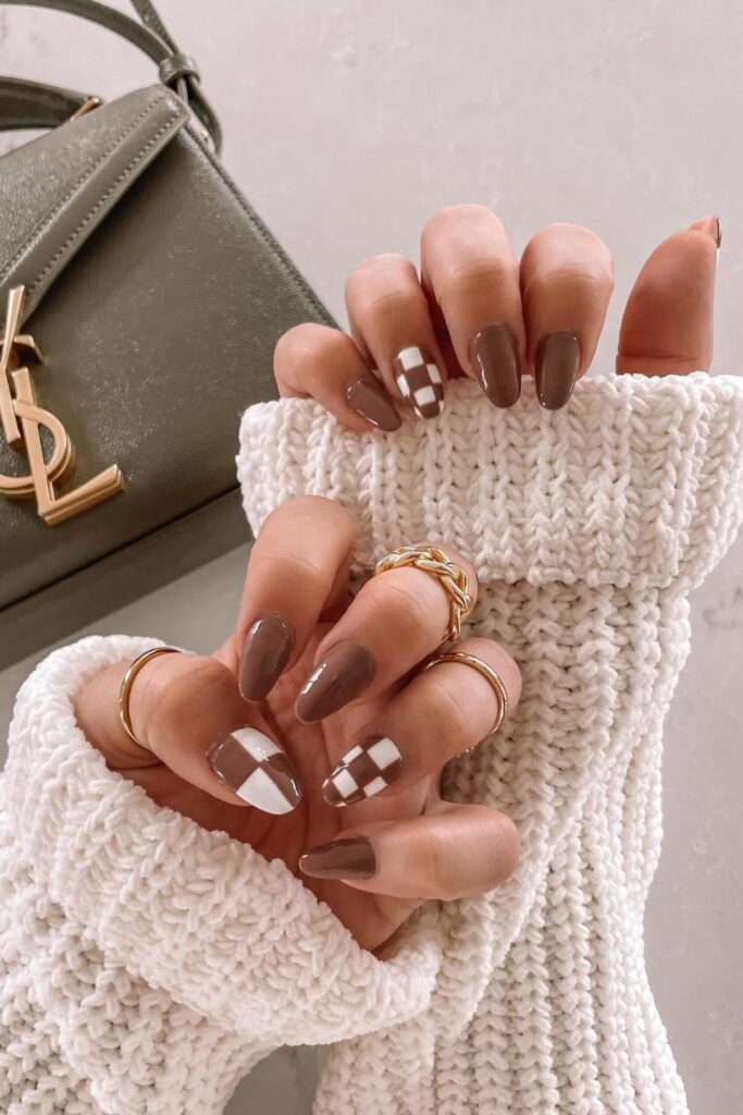 Checkered Thanksgiving Nails