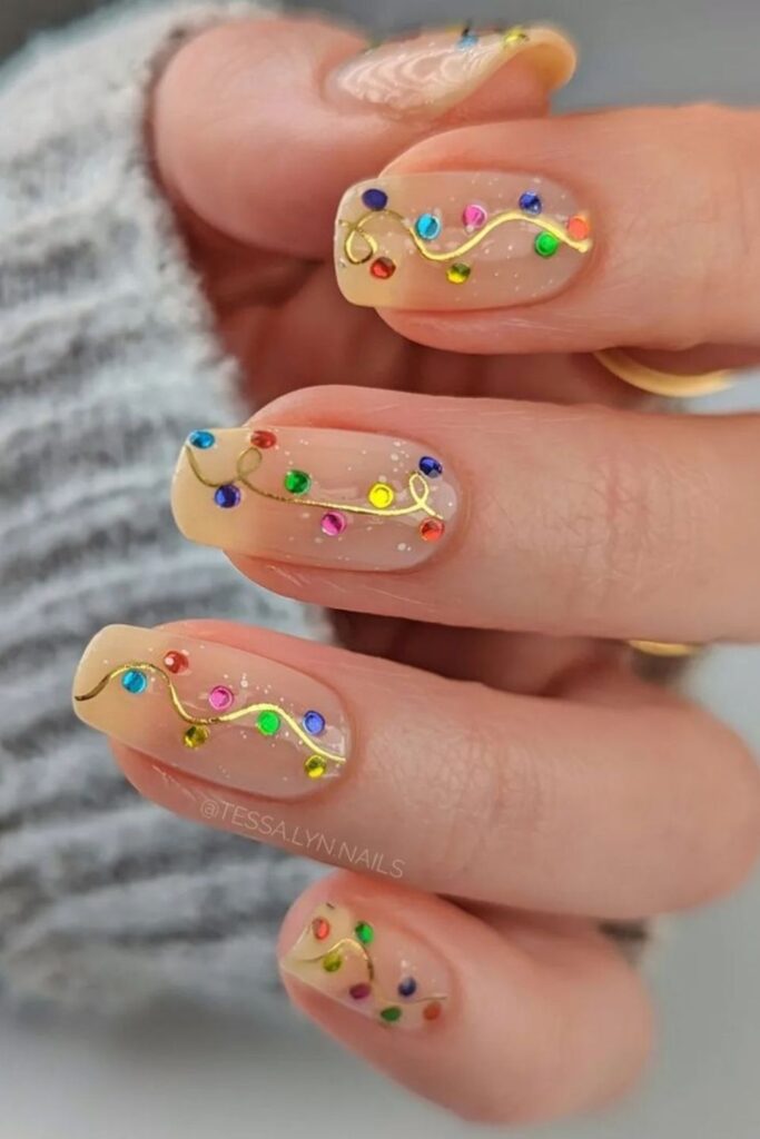 Christmas Colored Lights Nails