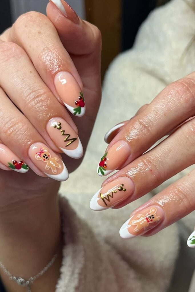 Gingerbread Minnie & Mickey Nail Design