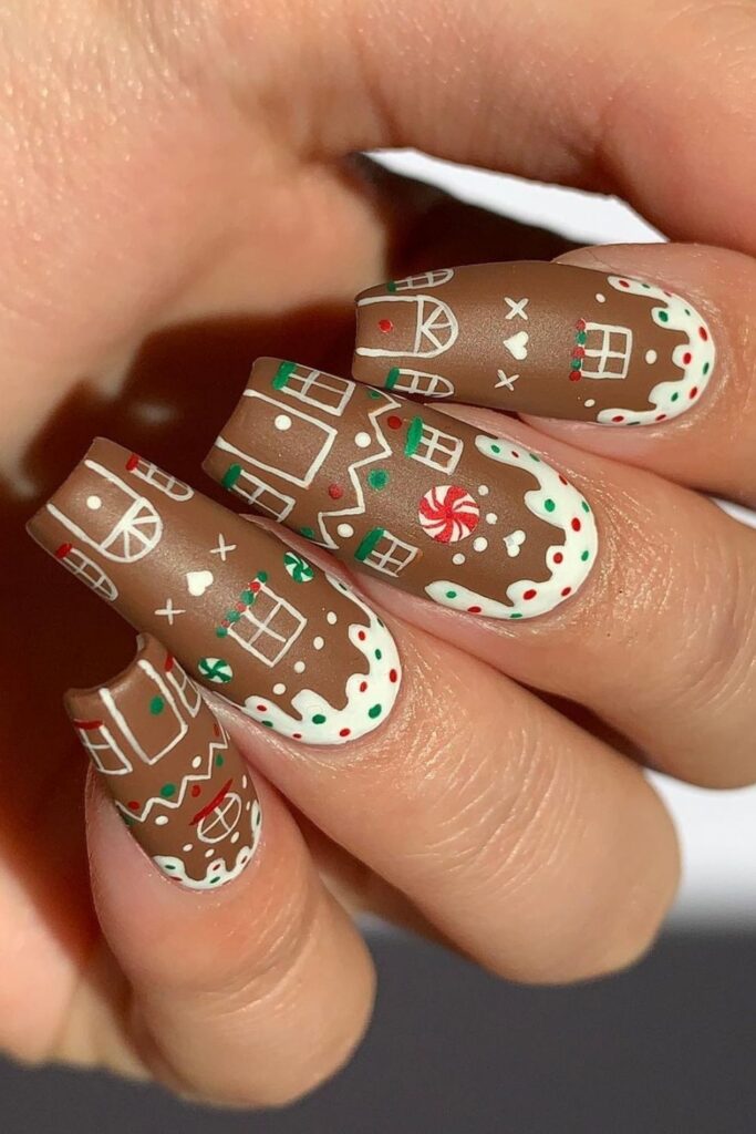 Gingerbread houses Nail Design