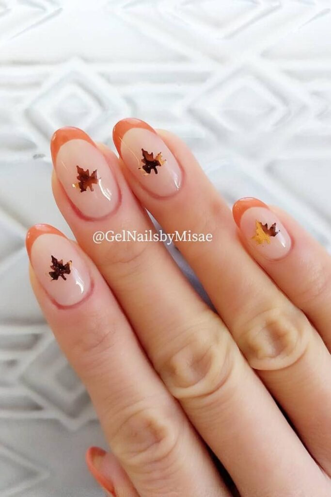Maple French Thanksgiving Nails