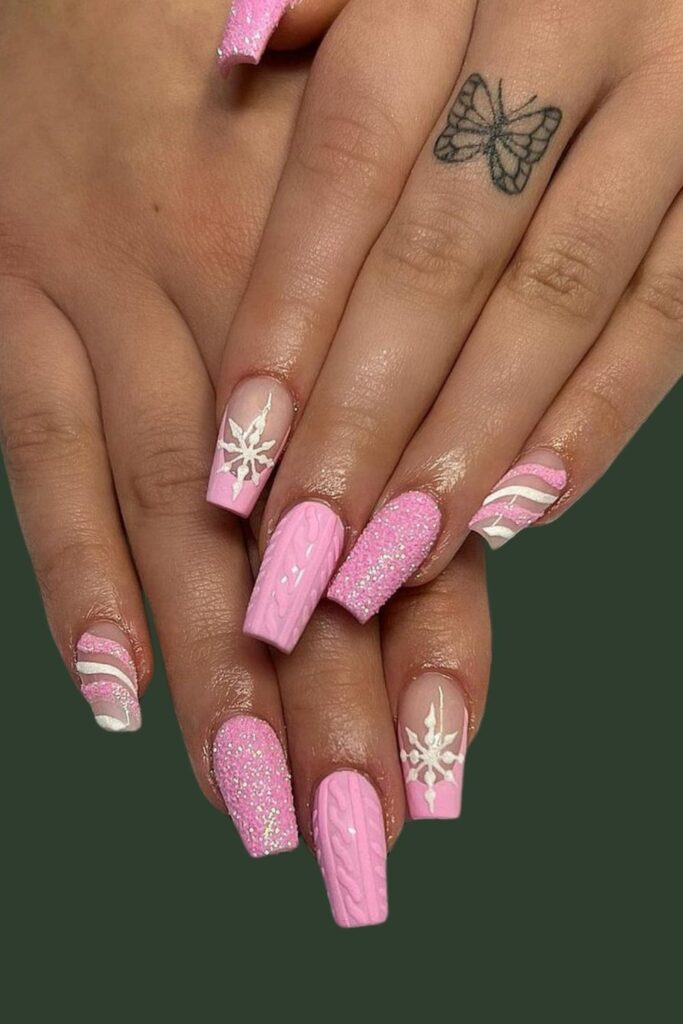 Pink Christmas Nail Design